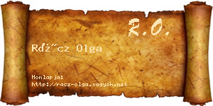 Rácz Olga névjegykártya